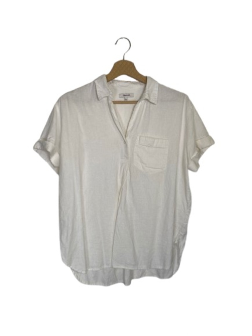 Madewell Cream Short-Sleeve Polo with Chest Pocket fit Size M